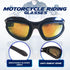 Motorcycle Riding Glasses Kit - 4 Lenses - Polarized, Smoke, Yellow, And Clear. Plus Case, Cleaning Cloth, And Strap Motorcycle Accessories. By Ge...
