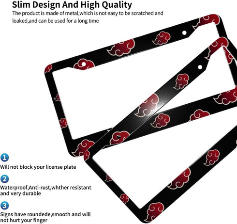 Aluminum License Plate Frame with Screw Caps,2Pcs 2 Holes12.3 X 6.3 inch,Anime Licenses Plates Frames,Car Licenses Plate Covers Holders for US Veh...