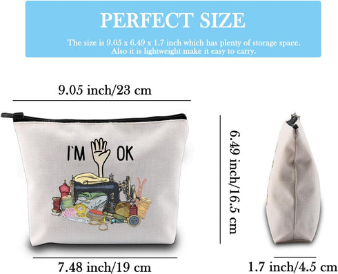 GJTIM Quilting Themed Gift Sewing Gift Sewing Storage Bag Stitching Makeup Bag For Quilters Seamstress Tailors Sewing Lovers (OK Sewing Bag)...