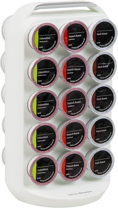 Mind Reader Single Serve Coffee Pod Carousel, 30 Pod Capacity, Countertop Organizer, 6.75"L x 6.25"W x 12.5"H, White...