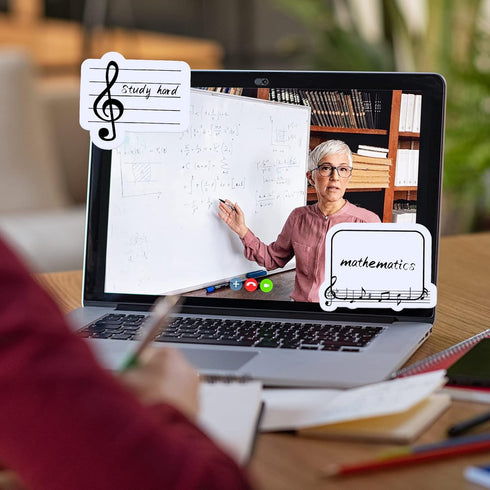 Whaline 960Pcs Music Themed Sticky Notes White Black Musical Self-Stick Notes 8 Designs Musical Notes Message Reminder Pads for Annotating Books O...