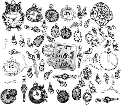 Clocks and Watches Dial Face Movement Charm Alloy Multistyle Steampunk Pendant Charm Connector for DIY Jewelry Making Accessaries(100 grams)...