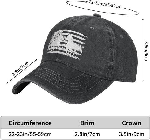 Women's Running Horse USA flag Hat Adjustable Washed Vintage Baseball Cap for Mom Dad...