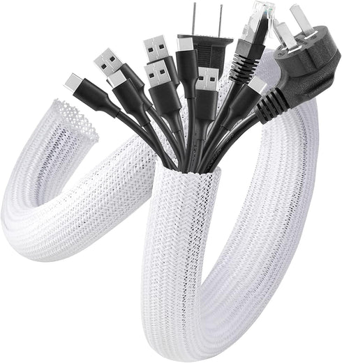 AGPTEK Cable Management Sleeve Cover, 2Pack 5ft - 1.6 inch Cord Management System for Desk PC TV Computer Projector Wires Protection and Organizat...