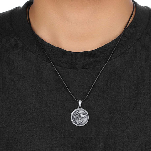 CHENGHONG Wolf Locket Necklace 925 Sterling Silver Locket Necklace That Holds Pictures Vintage Oxidized Viking Necklace Celtic Wolf Pendant Jewelr...