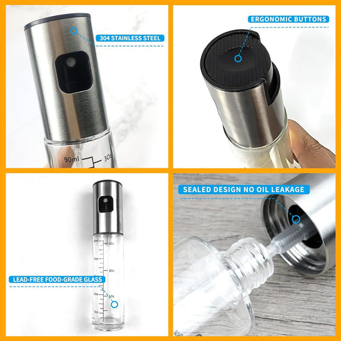 Oil Sprayer Bottle for Cooking,100ml Olive Oil Spritzer Mister Refillable with Scale for Air Fryer, Salad,BBQ, Barbecue,Roasting, Baking, Frying, ...
