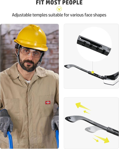 PACIFIC PPE 2 Pack Safety Glasses, Anti-fog, Scratch Resistant Clear Wraparound Lenses and No-Slip Grips, Adjustable, Lab Goggles...