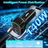 iPhone USB C 140W Super Fast Car Charger, Arparnar 4 Port PD&QC3.0 USB C Car Charger Compact Fast Car Charger with 5ft 60W Type C Coiled Cable for...