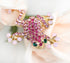 Gyn&Joy Gold Tone Rose Pink Colored Rhinestone Animal Frog Pin Brooch...