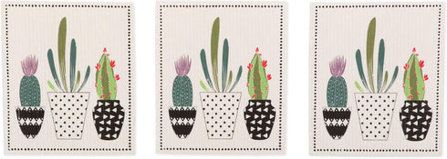 DII Swedish Dishcloths for Kitchen & Cleaning, Reusable, Machine Washable & Dishwasher Safe, Biodegradable, 7.75 x 6.75, Succulents, 3 Piece...