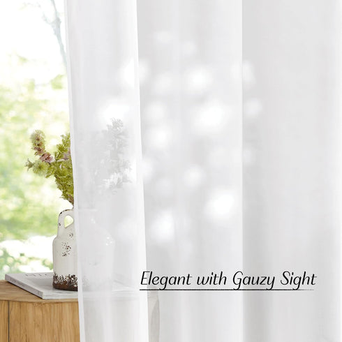 NICETOWN Sheer Curtain Panels Grommet - Ivory Voile Sheer Window Curtains for Bedroom/Living Room, 2 Pieces, 54 Wide x 63-inch Length...