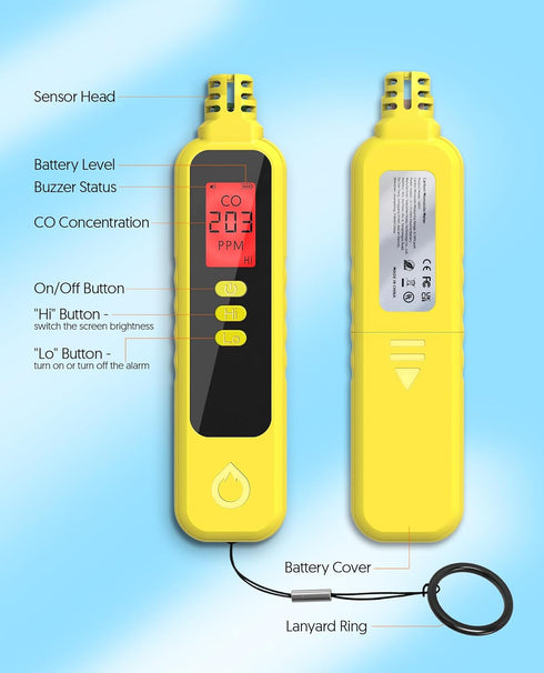 Carbon Monoxide Detectors, Portable CO Detector Battery Powered, Handheld Carbon Monoxide Monitor Alarm Detector with LCD Display for Home/Outdoor...