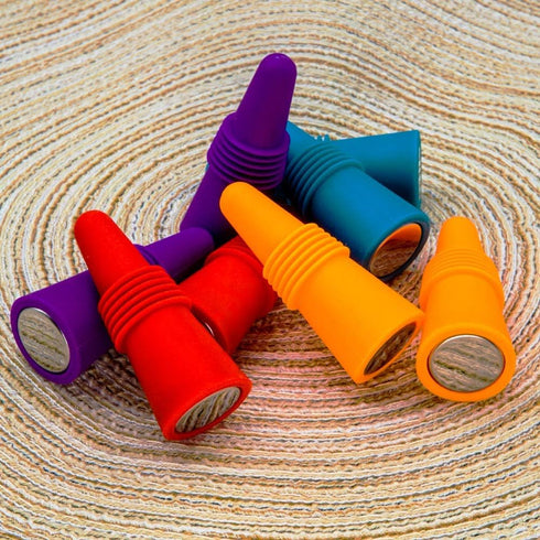 10 pcs Wine Stoppers, CNYMANY Reusable Silicone Beverage Bottle Sealer Replacement with Grip Top for Cork to Keep The Wine Fresh - Red, Blue, Oran...
