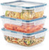 Snapware Total Solution 3-Pack (8.5-Cup) Plastic Food Storage Containers Set, Leakproof & Airtight Locking Lids Rectangular Tupperware, Non-Toxic ...