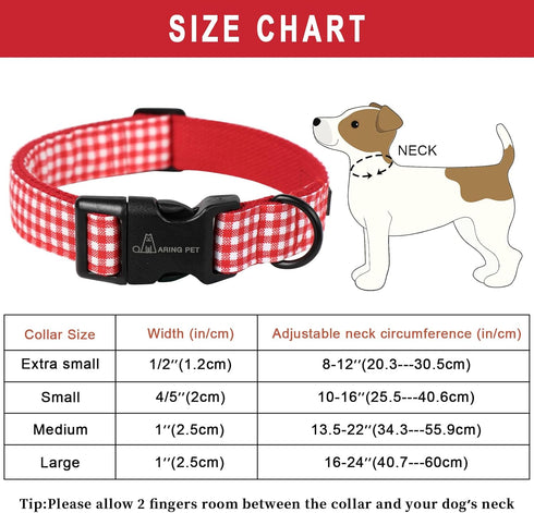 ARING PET Valentine's Day Dog Collar-Cute Cotton Heart Dog Collars, Adjustable Valentine Plaid Pet Collars Girl Puppy Collar with Quick Release Bu...