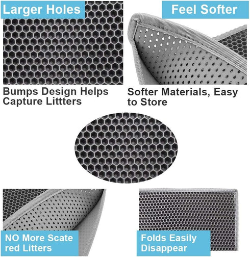 Pieviev Cat Litter Mat Double Layer Waterproof Urine Proof Trapping Mat 1 Pack (Gray, 24x15 Inch (Pack of 1))...