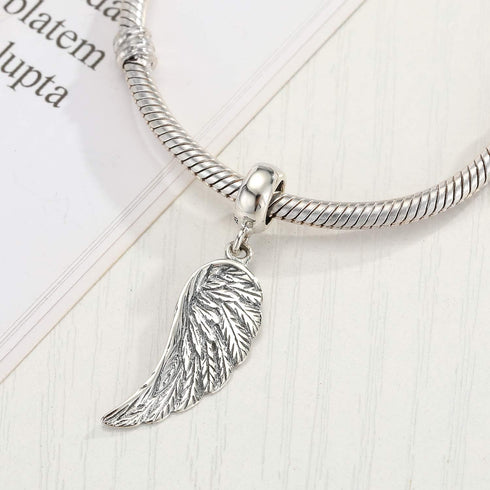 Angel Wing Charms Sterling Silver Feather Charms fit Pandora Charms Bracelet Pendant Necklaces Jewelry Gifts for Women Men...
