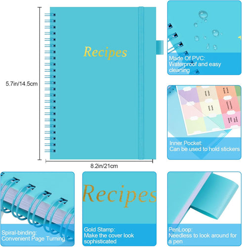 PECULA Recipe Book, Recipe Book to Write In Your Own Recipes, Blank Recipe Book, Recipe Notebook, Recipe Journal Hold 170 Recipes...