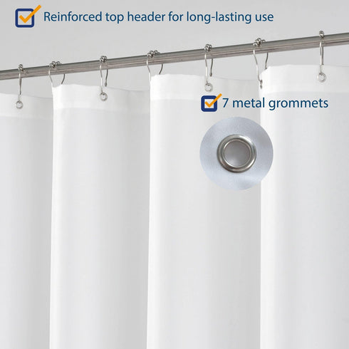 N&Y HOME Fabric Shower Curtain Liner 40 x 72 inches Bath Stall Size, Hotel Quality, Washable, Water Repellent, White Spa Bathroom Curtains with Gr...