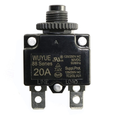 1-Pack Thermal Switch Circuit Breaker Overload Protector 20A Mini Size Push Reset Button Switch...