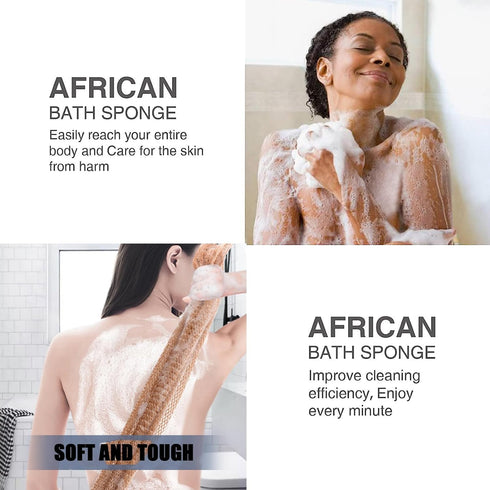 3 Pcs African Exfoliating Net Sponge, Washcloth Scrubber Shower Essentials African net Bath Sponges Bathing Shower Cloth Kit for Back, Body, Face-...