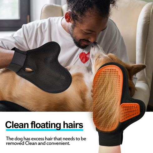2024 Pet Grooming Glove with Tipped Pin Brush,Special Design Deshedding Glove, Massage Mitt, Perfect Petting Tool for Sensitive Dogs & Cats with L...