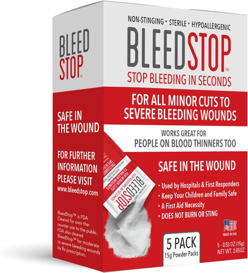 BleedStop™ First Aid Powder for Blood Clotting, Trauma Kit, Blood Thinner Patients, Camping Safety, and Survival Equipment for Moderate to Severe ...
