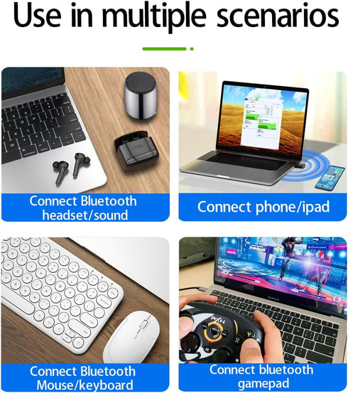 USB Bluetooth 5.3 Adapter for PC, Supports Windows 11/10/8.1/7,5.3+EDR Bluetooth Wireless Transmitter Receiver for Desktop, Laptop, Mouse, Keyboar...