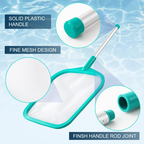 Pool Skimmer Net with Pole, 26", Hot Tub Skimmer Net, Pool Skimmer Net with Pole, Fine Mesh Net Skimmer Rake...