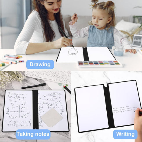 Reusable Dry Erase Notebook, 9.4x6.5 Inch Portable A5 Dry Erase Notebook Erasable Notebook White Board Dry Erase for Office Business Home (Deep Bl...