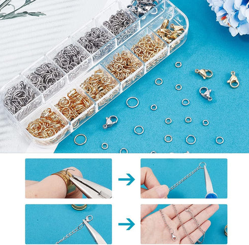 PH PandaHall 720Pcs 304 Stainless Steel Jump Rings with 4mm 20 Pcs Lobster Claw Clasps, 5/6/7/8mm Open Jump Rings Jewelry Clasps Jewelry Findings ...