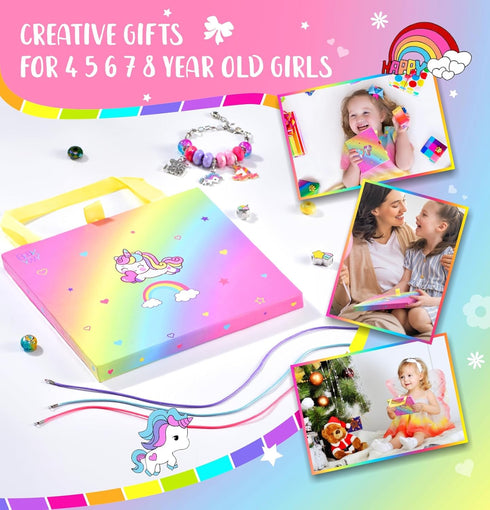 BDBKYWY Girls Charm Bracelet Making Kit - Kids Unicorn Jewelry Supplies Make Set DIY Art Craft Set Birthday Gifts for 3 4 5 6 7 8 Year Old Girl To...