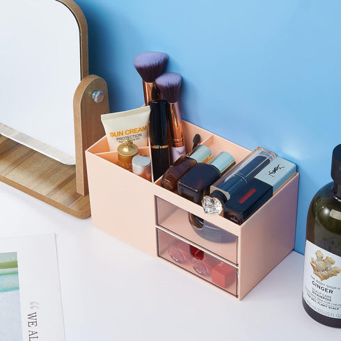 LETURE Office Desk Organizer with drawer, Office Supplies and Desk Accessories, Business Card/Pen/Pencil/Mobile Phone/Stationery Holder Storage Bo...