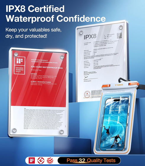 TORRAS IPX8 Waterproof Phone Pouch Floating, Underwater Screen Touchable, Waterproof Phone Case with Lanyard for iPhone 15 Pro Max 14 13 12 Galaxy...