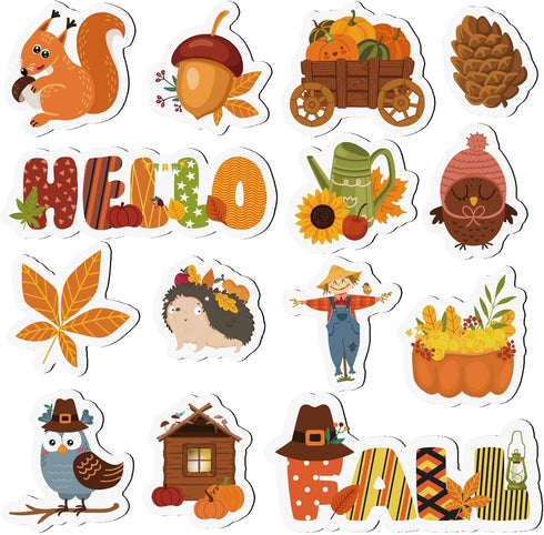 20pcs Fall Magnetic Decorations, Owls Pumpkin Fridge Magnets Autumn Theme Refrigerator Decals Happy Fall Magnets Fridge Decorations for Thanksgivi...