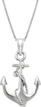 Honolulu Jewelry Company Sterling Silver Ship Anchor and Rope Nautical Necklace Pendant with 18" Box Chain...