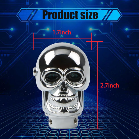 1 PC Car Modified Gear Shift Head, 1.68" x 2.67" Alloy Cool 3D Skull Shape Shift Knob with LED Light, Unique Personalized Accessories, Suitable fo...