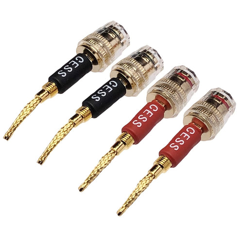 CESS-220 Pin Banana Plug to 4mm Female Banana Jack/Speaker Wire, 4 Pack (Braided-Type to 4mm)...