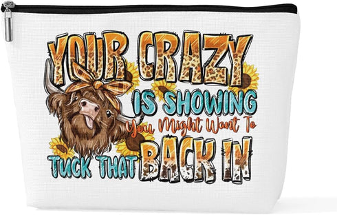 Funny Highland Cow Gift, Cow Gifts for Woman Western Makeup Bag, Cow Themed Gifts for Cow Lovers, Highland Cow Make Up Bag, Heifer Make Up Bags, H...