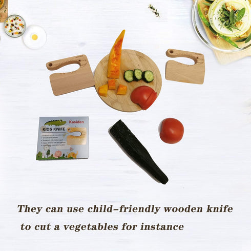 Wooden Kids Knife for Cooking,Kid Safe Knives,Kitchen Toy,Chopper,Vegetable and Fruit Cutter (For 2-8 Years Old)...