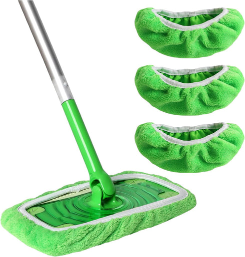 Reusable 100% Chenille Mop Pads Compatible with Swiffer Sweeper Mop, Wet and Dry Flat mop Cover, 3 Pack Washable Swiffer Pads for Surface/Hardwood...