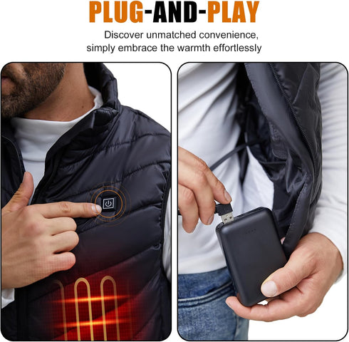 5V/2A Heated Vest Heated Jacket Battery Pack 10000mAh Power Bank for Heating Vests Jackets Coats Hoodies Battery for Electric Vest Jacket for Men ...