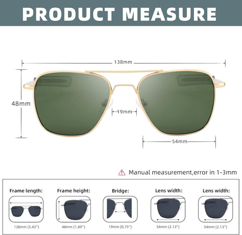 FEISEDY Mens Aviator Sunglasses Polarized Military Pilot Frame with Bayonet Temples B2623...