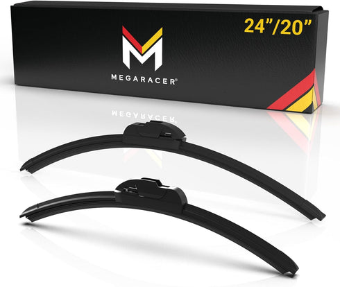 Mega Racer 24"+20" Wiper Blade, Automotive Replacement Windshield Wiper Blades For My Car, Windshield Wipers for Driver and Passenger Side, All Se...