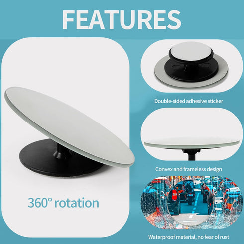 Blind Spot Mirror - PSLER 2" Round Frameless Convex Car Side Mirror, 360° Wide Angle Side View Mirror Accessories with Self Adhesive Back for Car ...