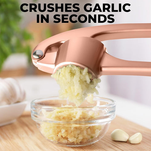 Zulay Kitchen Premium Garlic Press Set - Rust Proof & Dishwasher Safe Professional Garlic Mincer Tool - Easy-Squeeze, Easy-Clean with Soft Handle ...