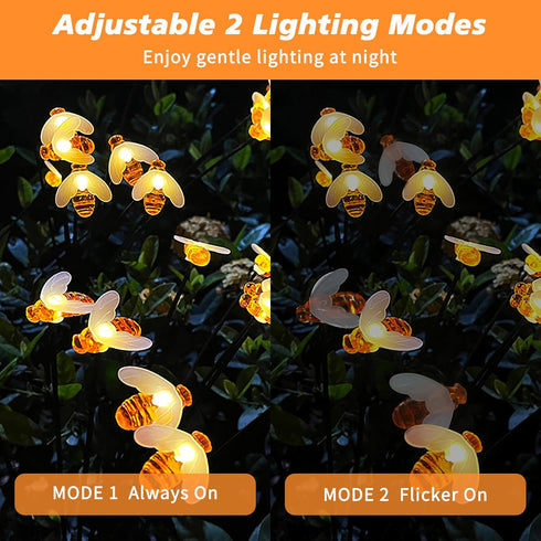 Solar Bee Lights - New Upgraded 4 Pack 40 LEDs Solar Garden Outdoor Decorations Lights, Solar Firefly Lights Waterproof, Solar Swaying Garden Ligh...