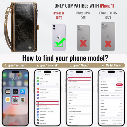 Defencase Compatible with iPhone 11 Case Wallet with RFID Blocking Card Holder for Women and Men, Fashion PU Leather Magnetic Snap Flip Zipper Str...