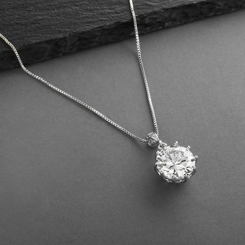 Mariell Dramatic 5 Ct. ½ Round-Cut CZ Solitaire Pendant Necklace - Bold Brides or Bridesmaids Jewelry...