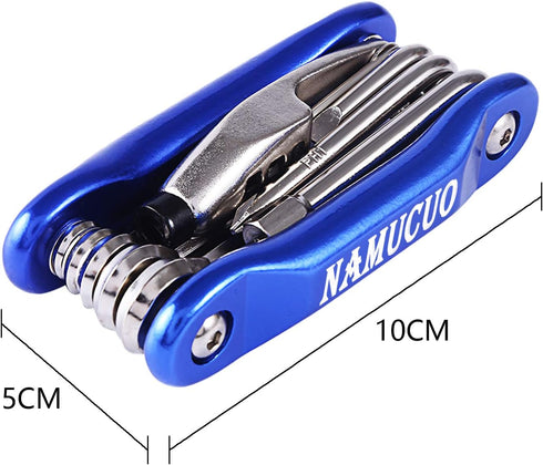 YBEKI Bike Repair Tool Kits - Bicycle Tool Set with Saddle Bag and Bicycle multi-tool Chain Tool (blue Tool kits 10 in 1 + Bag)...